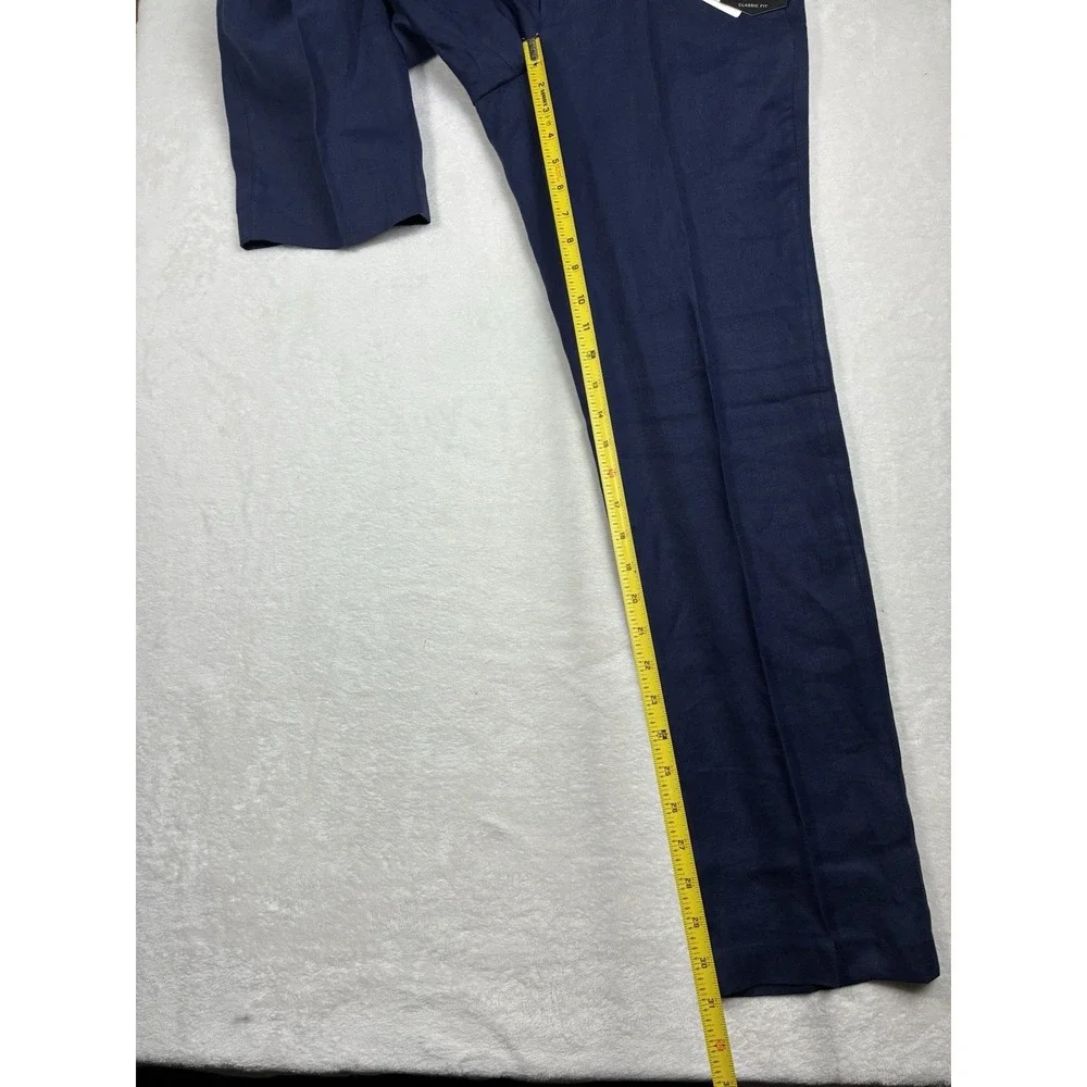 NWT Mens Lauren Ralph Lauren Men Ultra Flex Classic Fit Navy Linen Pants 32x32